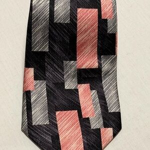 Pierre Cardin Abstract Block Tie - Black, Gray, and Pink